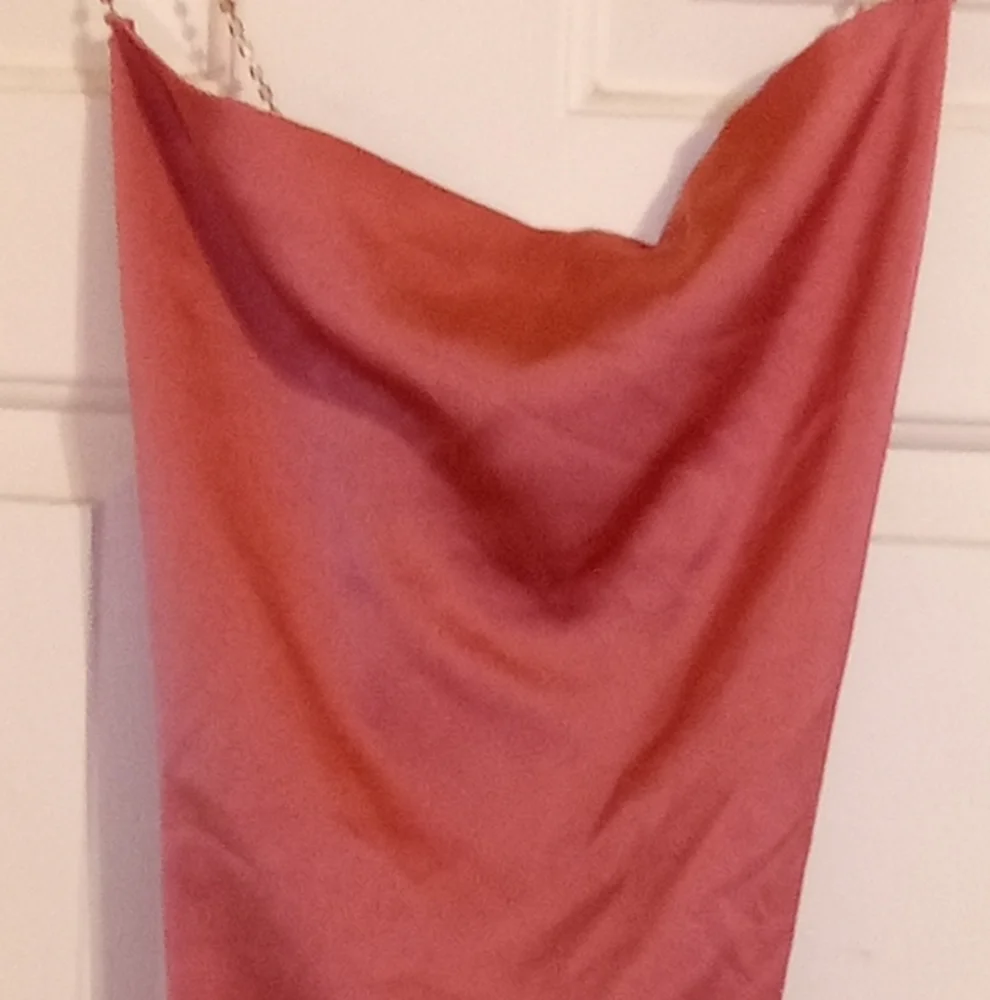 Sleek Soft Pink Midi Evening Dress By ChicMe Petite Size Large - Picture 2 of 7